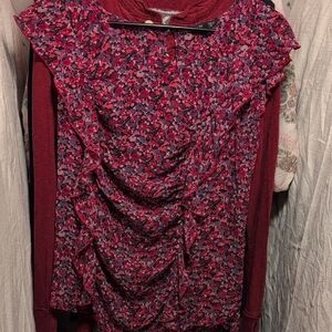 Express Pink and Black Floral Skirt